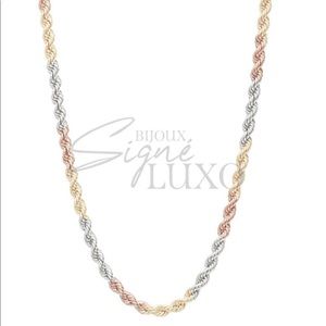 Tri Color 10k Gold Rose Gold White Gold Rope Chain